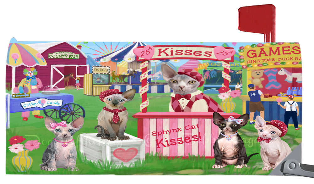 Carnival Kissing Booth Sphynx Cat Dogs Magnetic Mailbox Cover Both Sides Pet Theme Printed Decorative Letter Box Wrap Case Postbox Thick Magnetic Vinyl Material