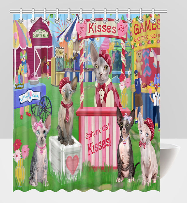 Carnival Kissing Booth Sphynx Cats Shower Curtain