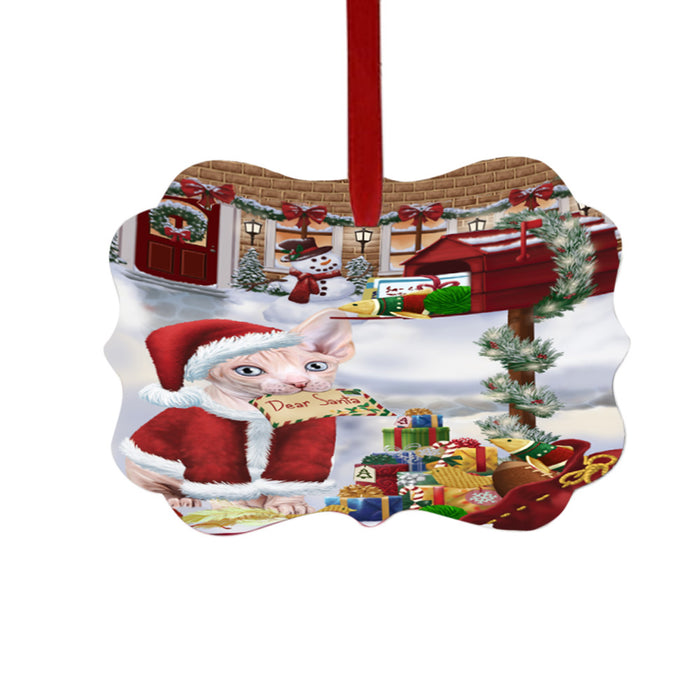 Sphynx Cat Dear Santa Letter Christmas Holiday Mailbox Double-Sided Photo Benelux Christmas Ornament LOR49085