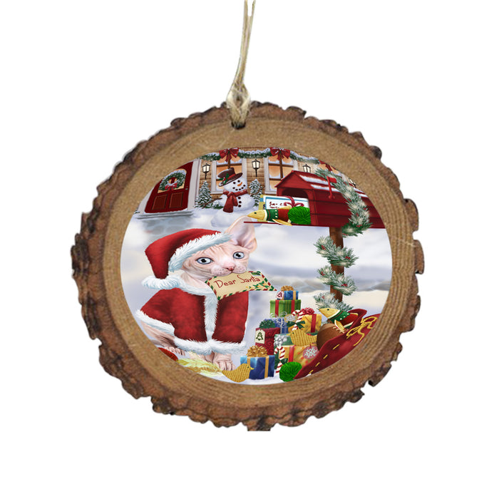 Sphynx Cat Dear Santa Letter Christmas Holiday Mailbox Wooden Christmas Ornament WOR49085