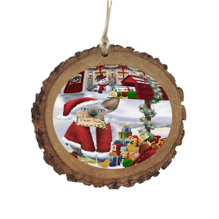 Sphynx Cat Dear Santa Letter Christmas Holiday Mailbox Wooden Christmas Ornament WOR49086