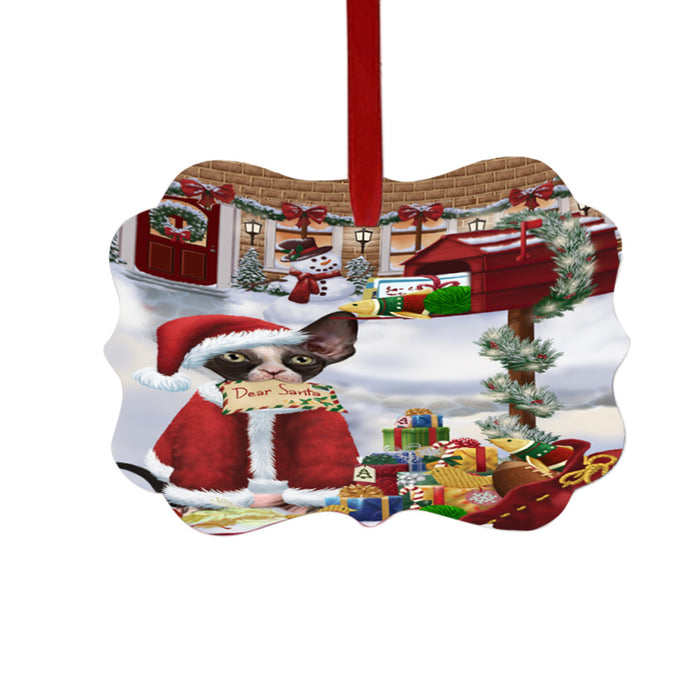 Sphynx Cat Dear Santa Letter Christmas Holiday Mailbox Double-Sided Photo Benelux Christmas Ornament LOR49087