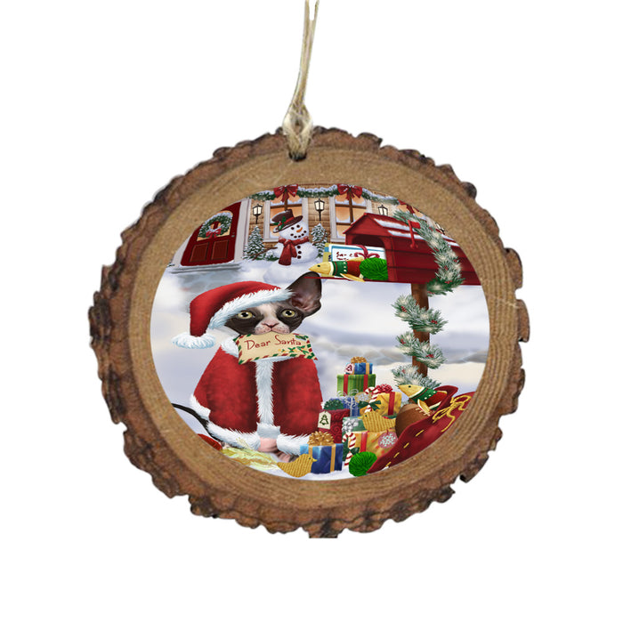 Sphynx Cat Dear Santa Letter Christmas Holiday Mailbox Wooden Christmas Ornament WOR49087