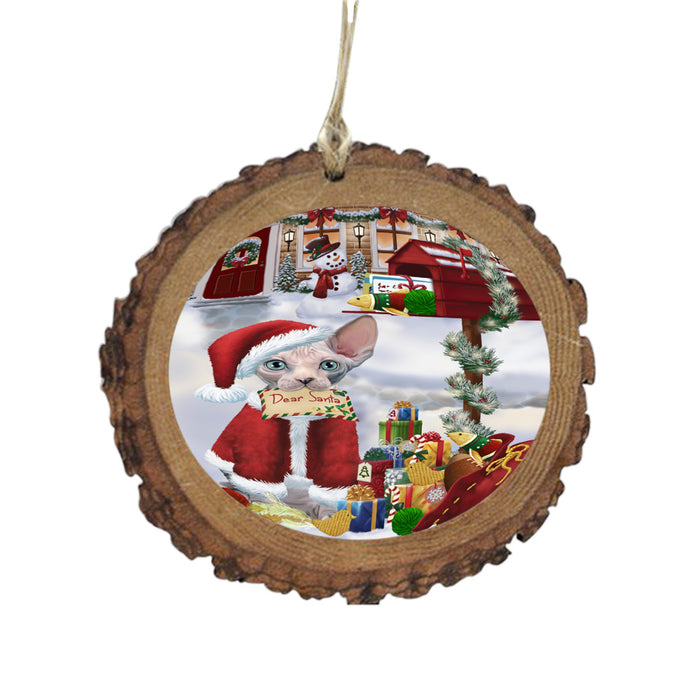 Sphynx Cat Dear Santa Letter Christmas Holiday Mailbox Wooden Christmas Ornament WOR49088