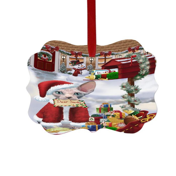 Sphynx Cat Dear Santa Letter Christmas Holiday Mailbox Double-Sided Photo Benelux Christmas Ornament LOR49088