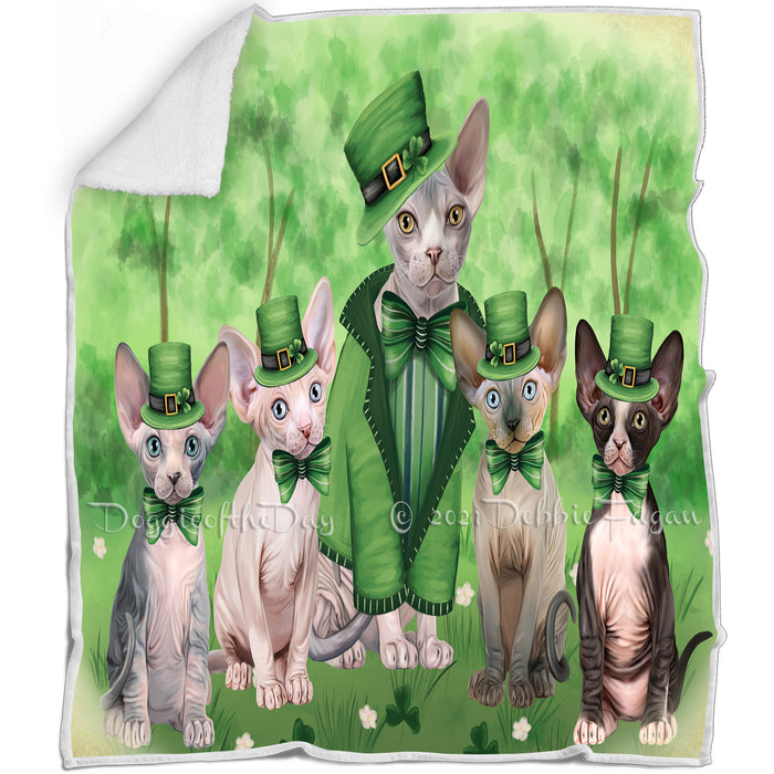 St. Patricks Day Irish Portrait Sphynx Cats Blanket BLNKT133059