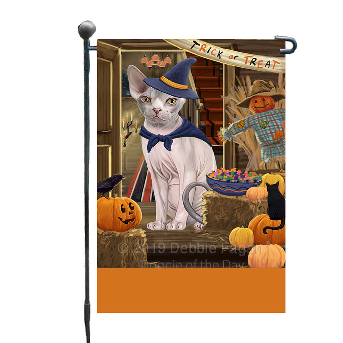 Personalized Enter at Own Risk Trick or Treat Halloween Sphynx Cat Custom Garden Flags GFLG-DOTD-A59740