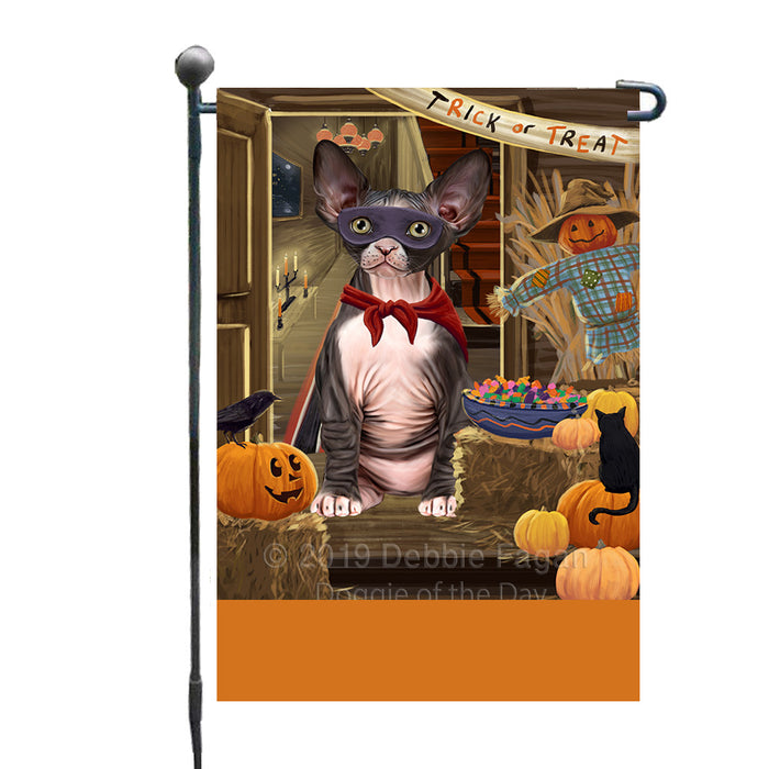 Personalized Enter at Own Risk Trick or Treat Halloween Sphynx Cat Custom Garden Flags GFLG-DOTD-A59742
