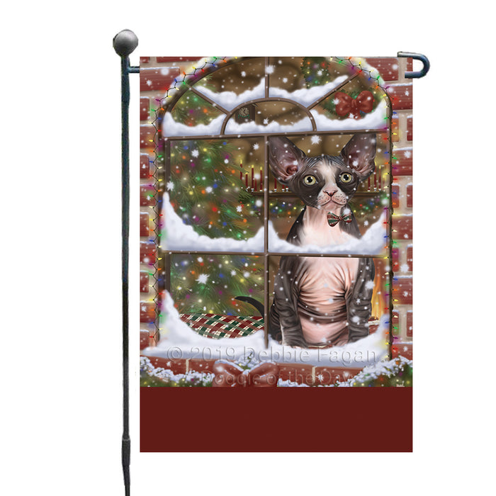 Personalized Please Come Home For Christmas Sphynx Cat Sitting In Window Custom Garden Flags GFLG-DOTD-A60206