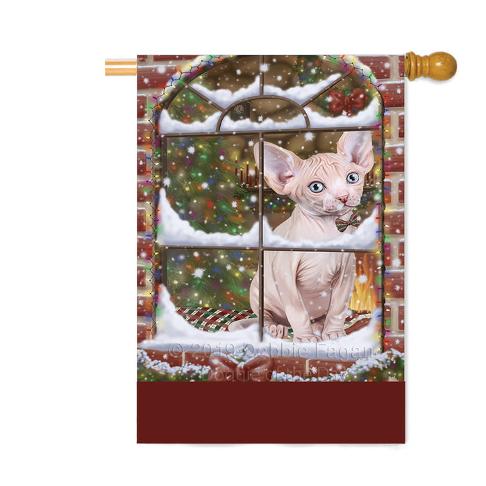 Personalized Please Come Home For Christmas Sphynx Cat Sitting In Window Custom House Flag FLG-DOTD-A60263