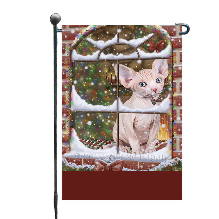 Personalized Please Come Home For Christmas Sphynx Cat Sitting In Window Custom Garden Flags GFLG-DOTD-A60207
