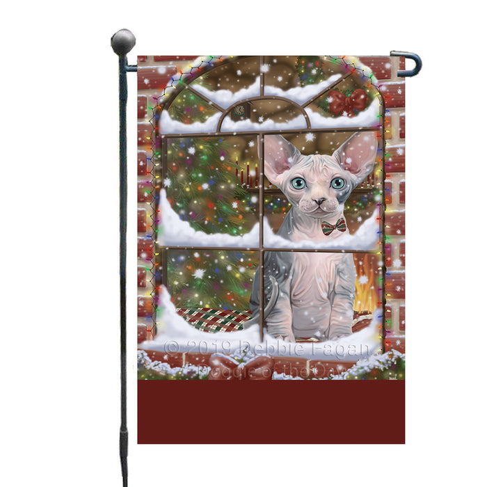 Personalized Please Come Home For Christmas Sphynx Cat Sitting In Window Custom Garden Flags GFLG-DOTD-A60208