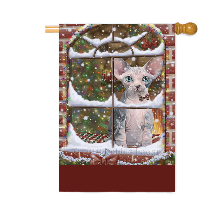 Personalized Please Come Home For Christmas Sphynx Cat Sitting In Window Custom House Flag FLG-DOTD-A60264