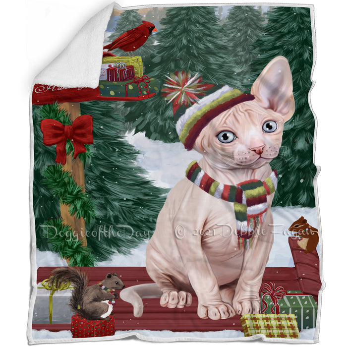 Merry Christmas Woodland Sled Sphynx Cat Blanket BLNKT114861