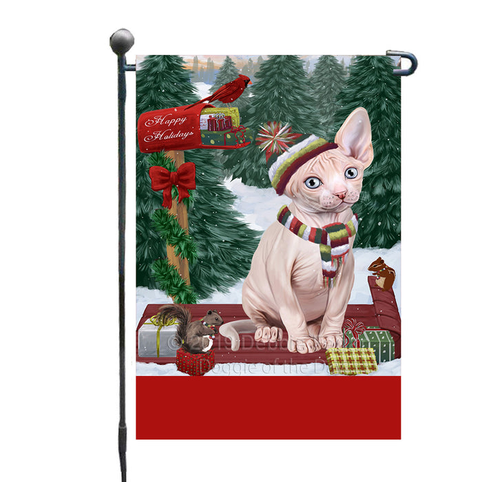 Personalized Merry Christmas Woodland Sled  Sphynx Cat Custom Garden Flags GFLG-DOTD-A61703