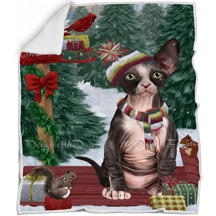 Merry Christmas Woodland Sled Sphynx Cat Blanket BLNKT114870