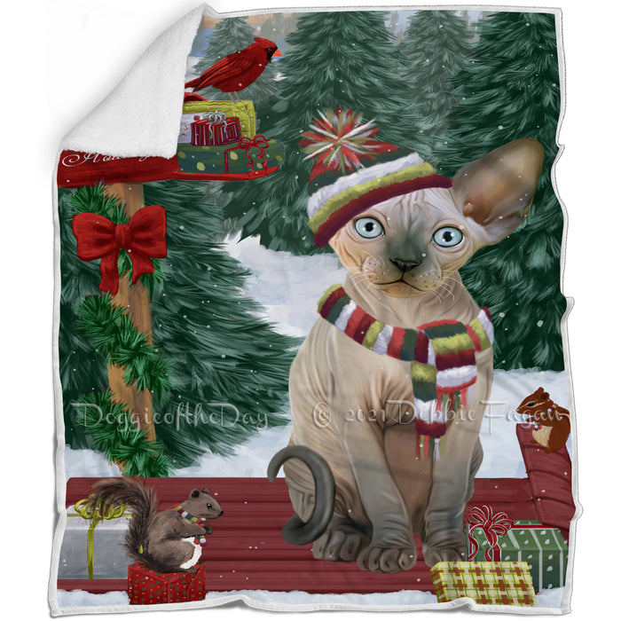 Merry Christmas Woodland Sled Sphynx Cat Blanket BLNKT114879
