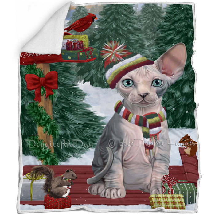 Merry Christmas Woodland Sled Sphynx Cat Blanket BLNKT114888