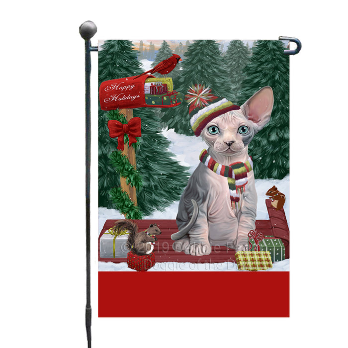 Personalized Merry Christmas Woodland Sled  Sphynx Cat Custom Garden Flags GFLG-DOTD-A61706