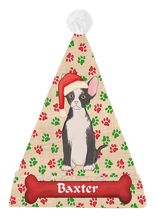 Pet Name Personalized Christmas Paw Print Siberian Husky Dogs Santa Hat