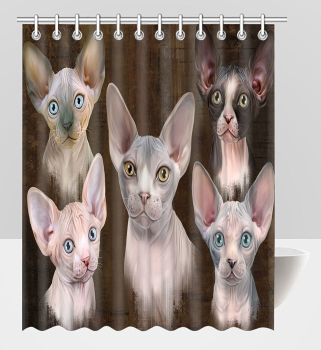 Rustic Sphynx Cats Shower Curtain
