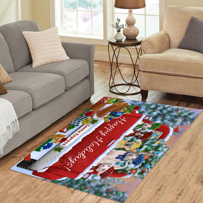 Christmas Red Truck Travlin Home for the Holidays Sphynx Cats Area Rug - Ultra Soft Cute Pet Printed Unique Style Floor Living Room Carpet Decorative Rug for Indoor Gift for Pet Lovers