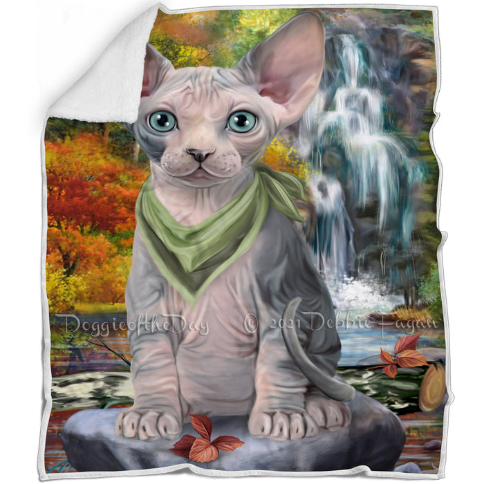Scenic Waterfall Sphynx Cat Blanket BLNKT84423