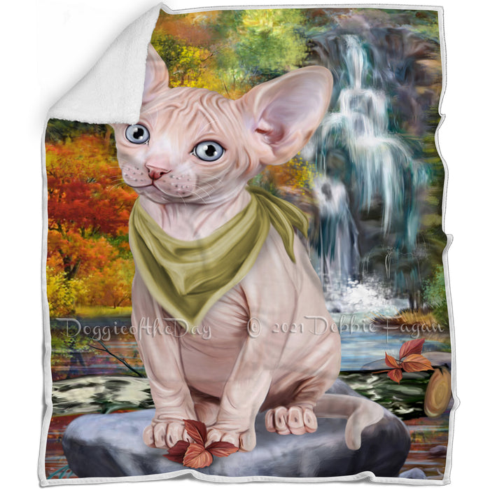 Scenic Waterfall Sphynx Cat Blanket BLNKT84432