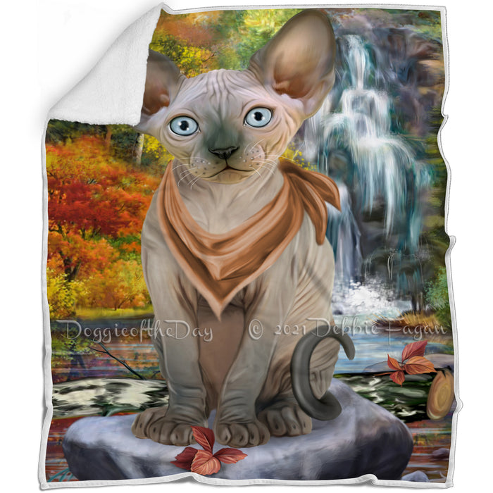 Scenic Waterfall Sphynx Cat Blanket BLNKT84450