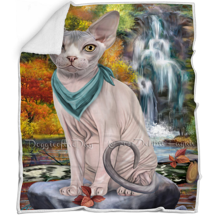 Scenic Waterfall Sphynx Cat Blanket BLNKT84459