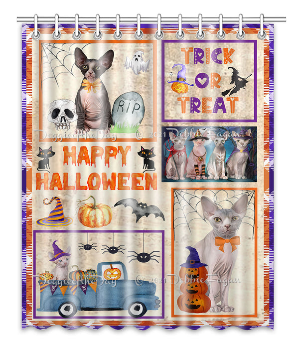 Happy Halloween Trick or Treat Sphynx Cats Shower Curtain Bathroom Accessories Decor Bath Tub Screens