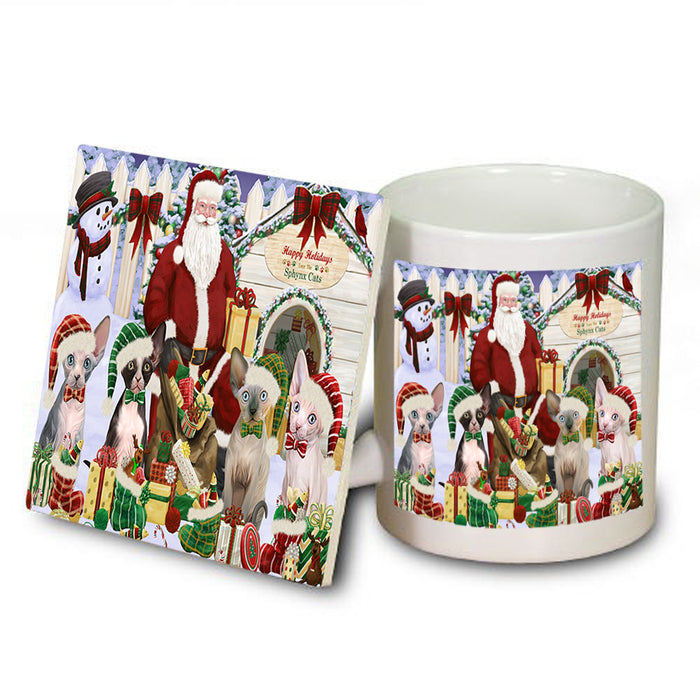 Christmas Dog House Sphynx Cats Mug and Coaster Set MUC52602