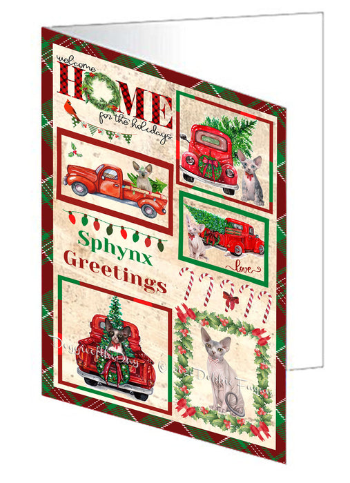 Welcome Home for Christmas Holidays Sphynx Cats Handmade Artwork Assorted Pets Greeting Cards and Note Cards with Envelopes for All Occasions and Holiday Seasons GCD76307