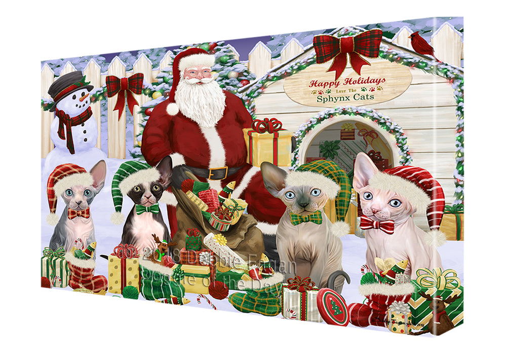 Christmas Dog House Sphynx Cats Canvas Print Wall Art Décor CVS90287