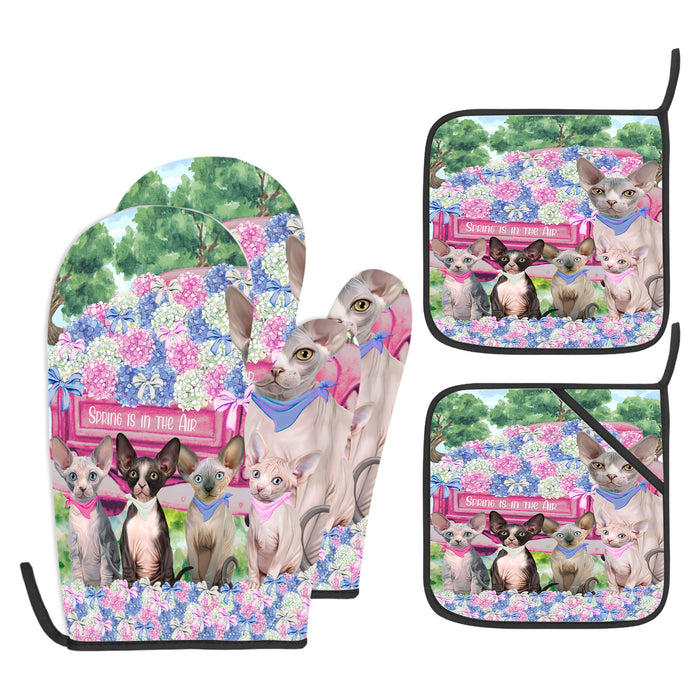 Sphynx Oven Mitts and Pot Holder Set, Kitchen Gloves for Cooking with Potholders, Explore a Variety of Custom Designs, Personalized, Pet & Cat Gifts