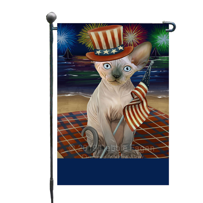Personalized 4th of July Firework Sphynx Cat Custom Garden Flags GFLG-DOTD-A58110