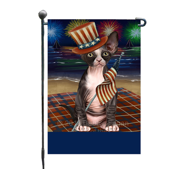 Personalized 4th of July Firework Sphynx Cat Custom Garden Flags GFLG-DOTD-A58111