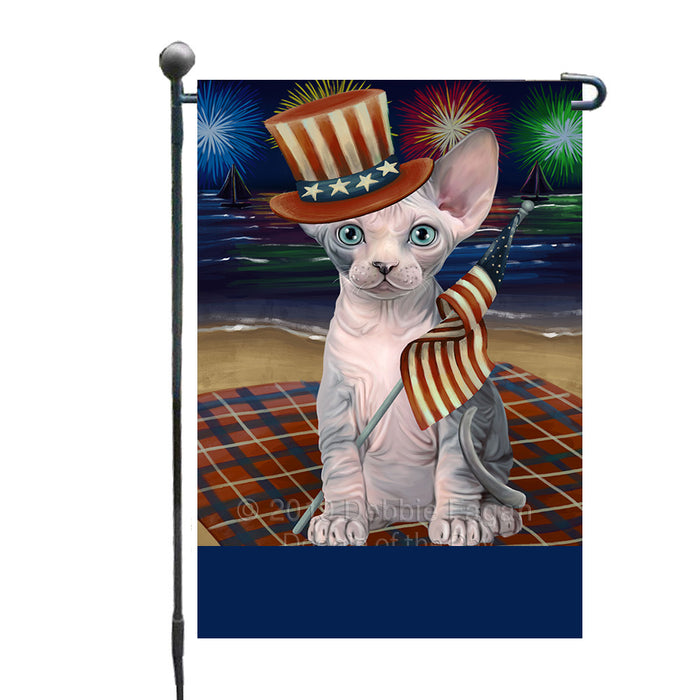 Personalized 4th of July Firework Sphynx Cat Custom Garden Flags GFLG-DOTD-A58112