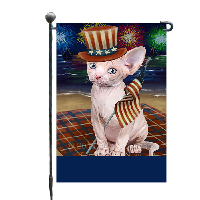 Personalized 4th of July Firework Sphynx Cat Custom Garden Flags GFLG-DOTD-A58113