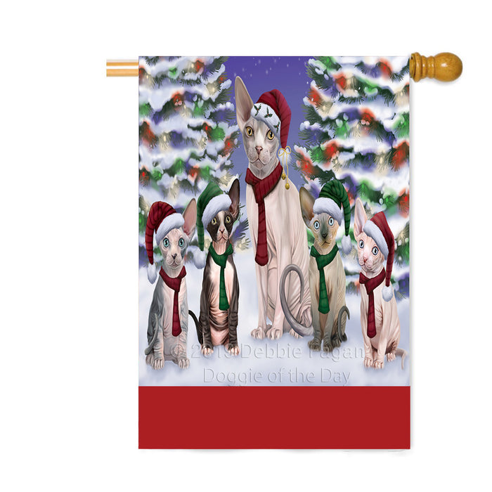 Personalized Christmas Happy Holidays Sphynx Cats Family Portraits Custom House Flag FLG-DOTD-A59208