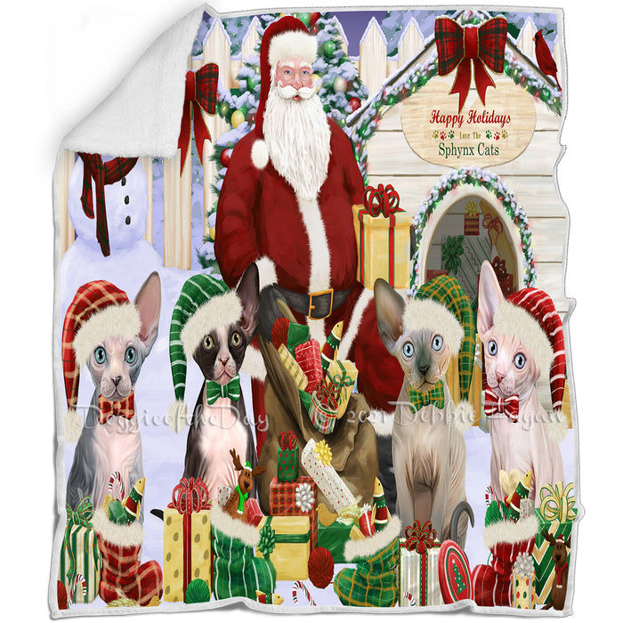 Christmas Dog House Sphynx Cats Blanket BLNKT89778