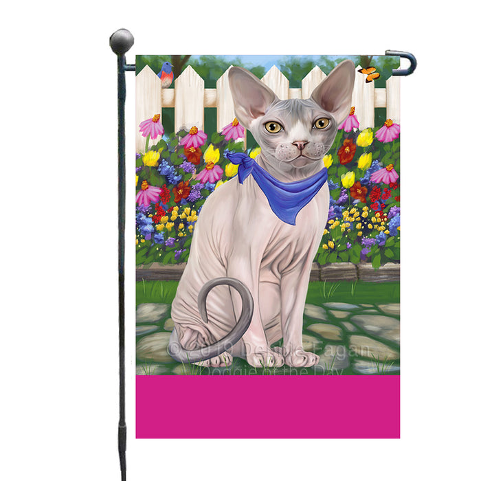 Personalized Spring Floral Sphynx Cat Custom Garden Flags GFLG-DOTD-A63010