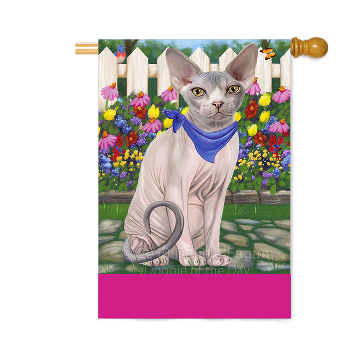 Personalized Spring Floral Sphynx Cat Custom House Flag FLG-DOTD-A63066