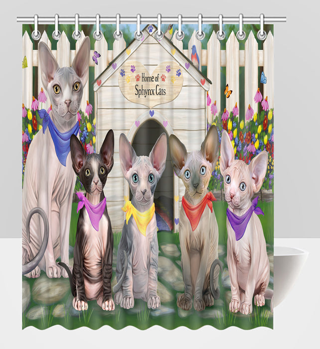 Spring Dog House Sphynx Cats Shower Curtain