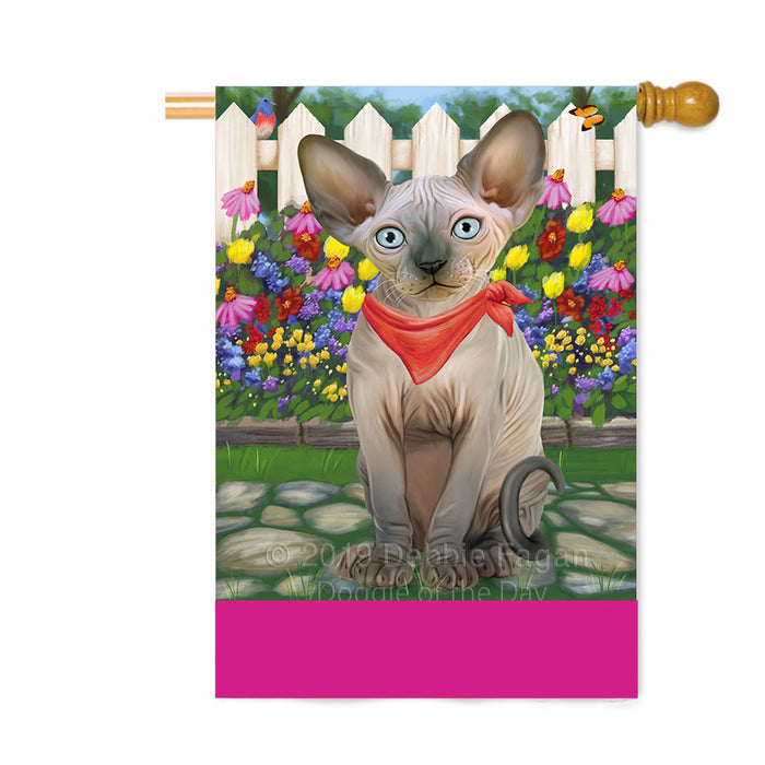 Personalized Spring Floral Sphynx Cat Custom House Flag FLG-DOTD-A63068