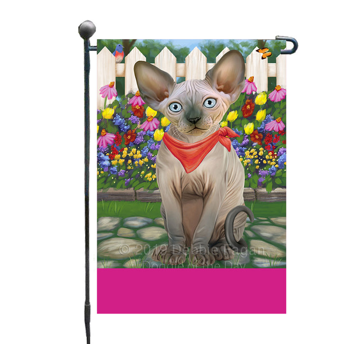 Personalized Spring Floral Sphynx Cat Custom Garden Flags GFLG-DOTD-A63012