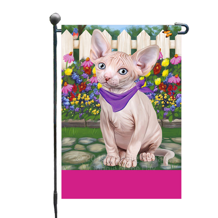 Personalized Spring Floral Sphynx Cat Custom Garden Flags GFLG-DOTD-A63013