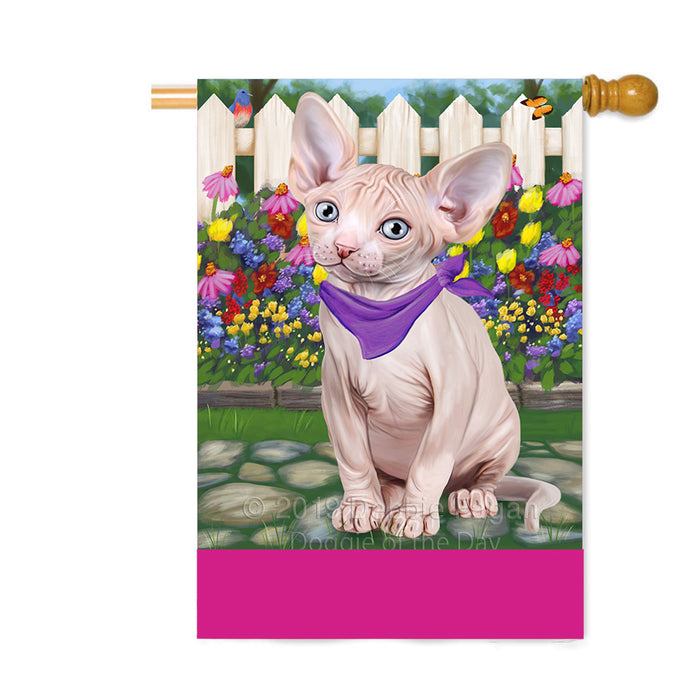 Personalized Spring Floral Sphynx Cat Custom House Flag FLG-DOTD-A63069