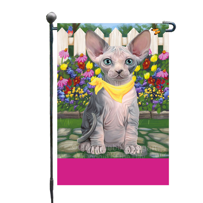 Personalized Spring Floral Sphynx Cat Custom Garden Flags GFLG-DOTD-A63014