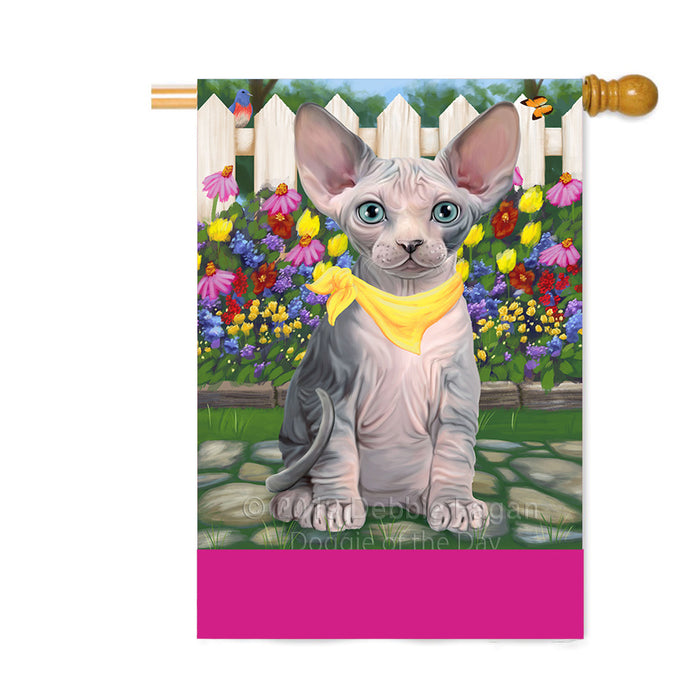 Personalized Spring Floral Sphynx Cat Custom House Flag FLG-DOTD-A63070
